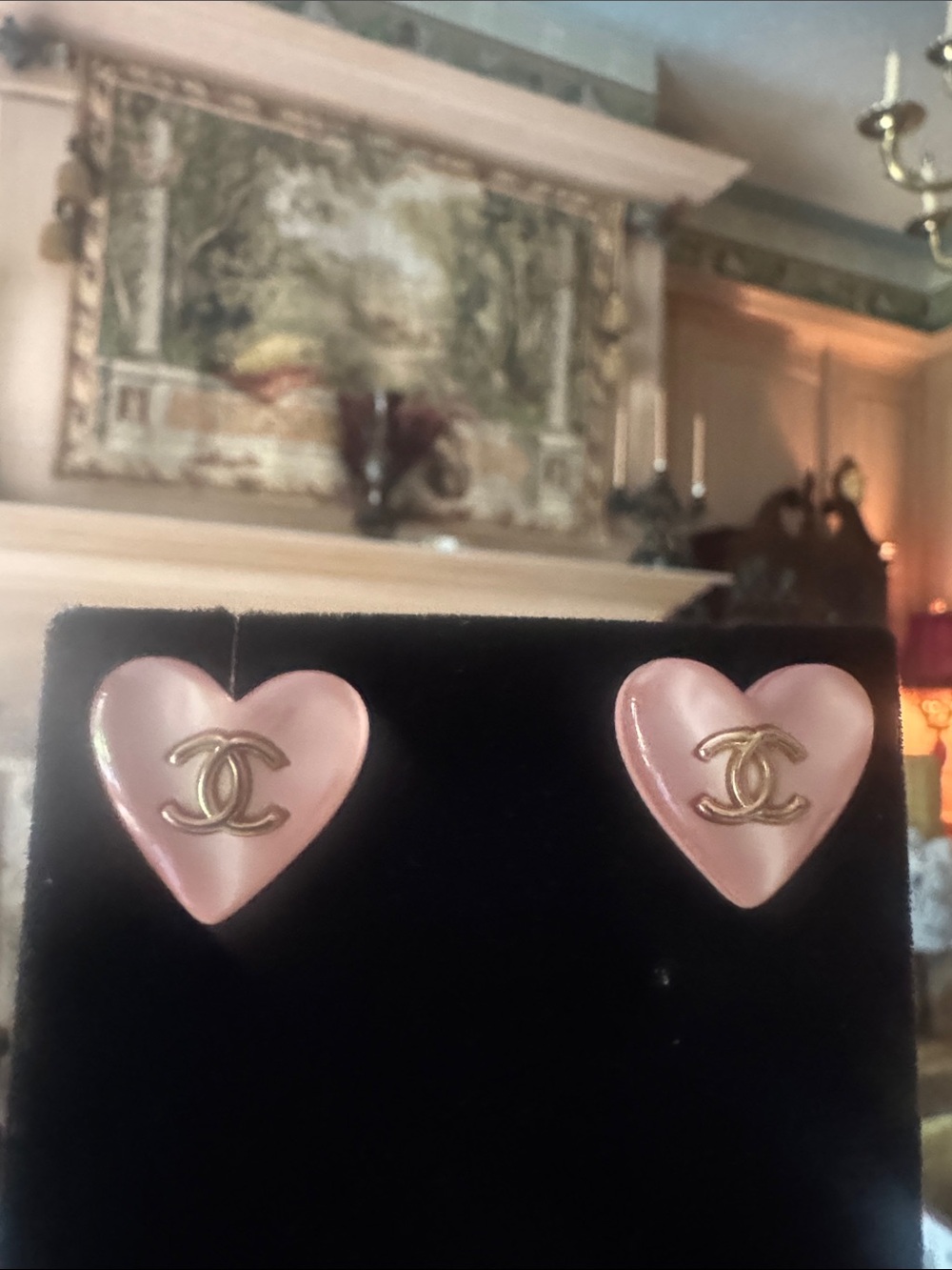 Earrings  Pink Heart CC  Stud Earrings